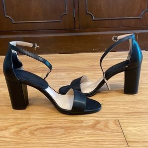 Open toe black strap high heels